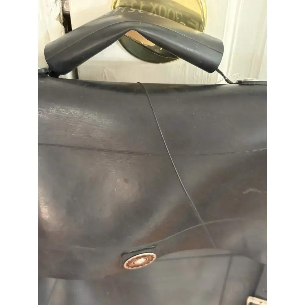 English Retread Tire Rubber Large Messenger Bag Crossbody Briefcase Tote Black
